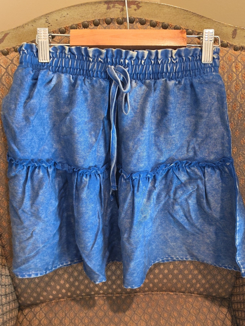 Zenana Outfitters Blue Tiered Mini Skirt
